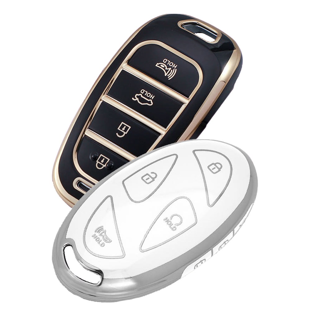 현대자동차 전차종 스마트키 키케이스 TPU 커버 차키 실리콘 보호, 실버 - 아이보리 3,900원