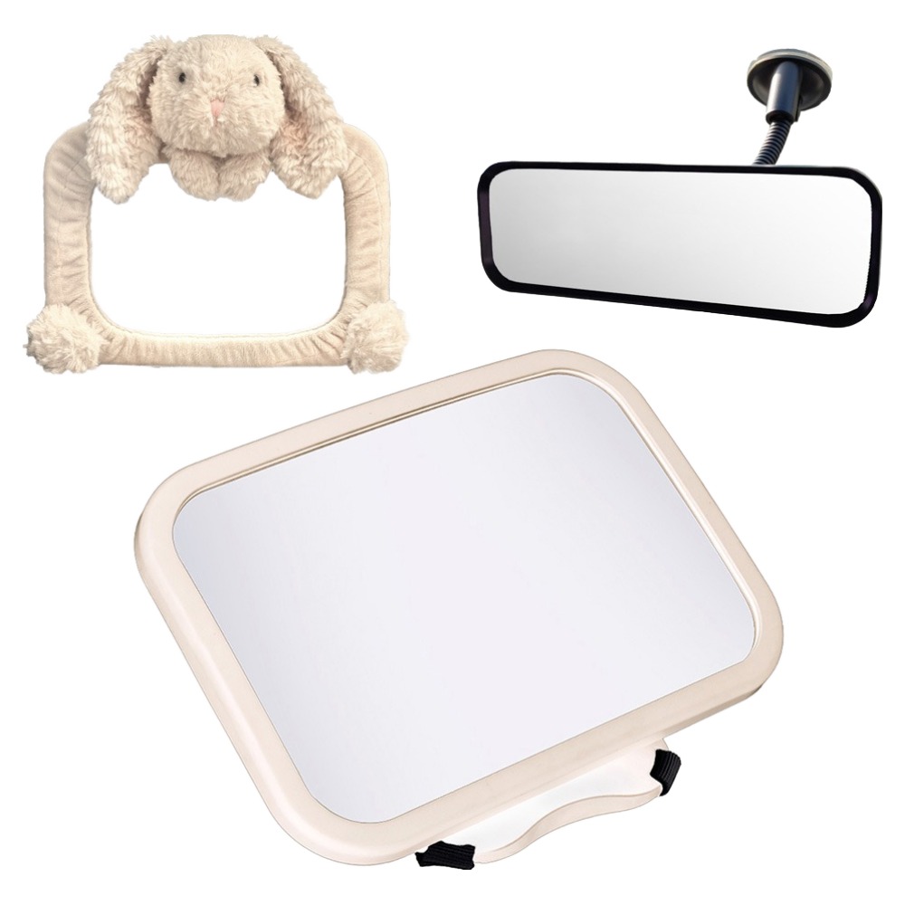 메리본 카시트 후방거울 + 토끼 커버 + 보조룸 미러 세트, 베이지, 1세트 29,750원