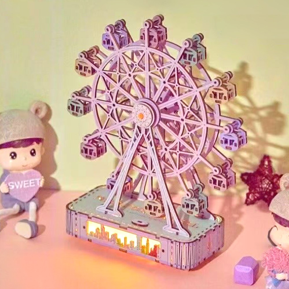 [시즌특가] REGN 움직이는 DIY 대관람차 오르골 무드등 뮤직박스, 단일색상 19,900원