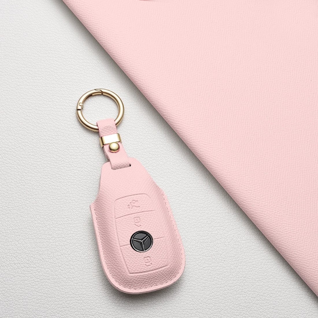 벤츠 키케이스 프리미엄 천연소가죽 전차종 호환 (C/E/S클래스/AMG 등), 벤츠/B 타입, 피치핑크 15,900원