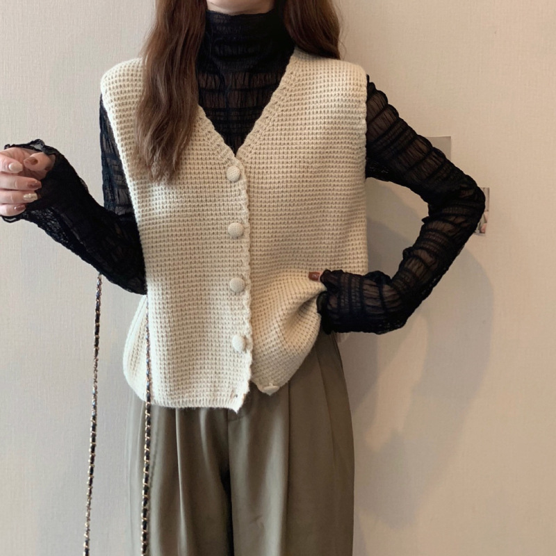 DDAMI 단추 크롭 니트베스트 니트조끼 14,000원