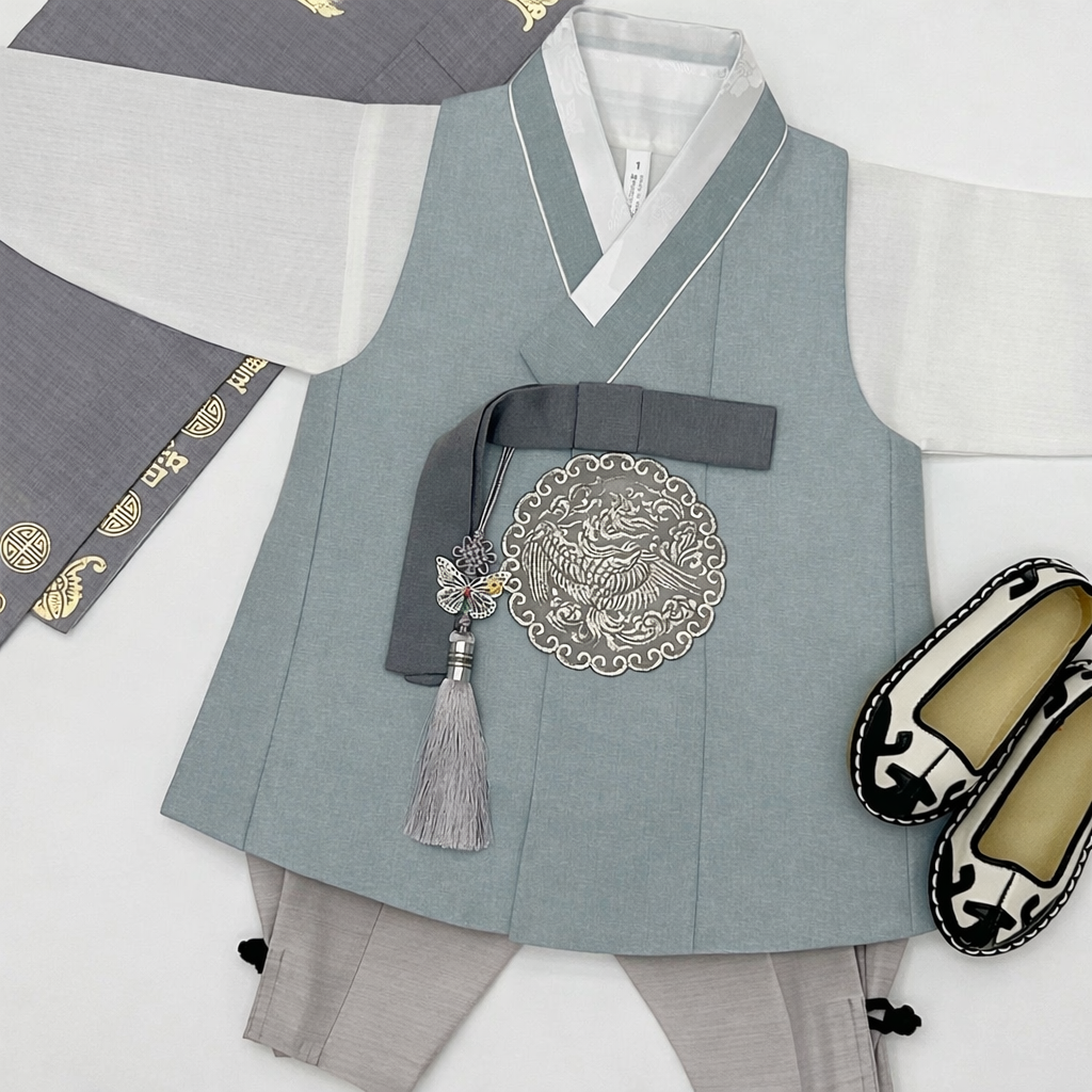 월하 회색쾌자 남아한복 (1세-15호) 어린이 돌한복 아기 아동한복 88,000원