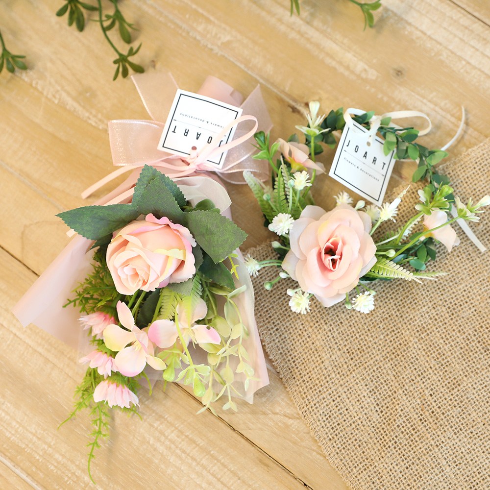 핸드메이드 고급 코랄로즈 꽃다발+리스 세트 납골당 성묘, 코랄로즈 핑크 SET, 1개 14,500원