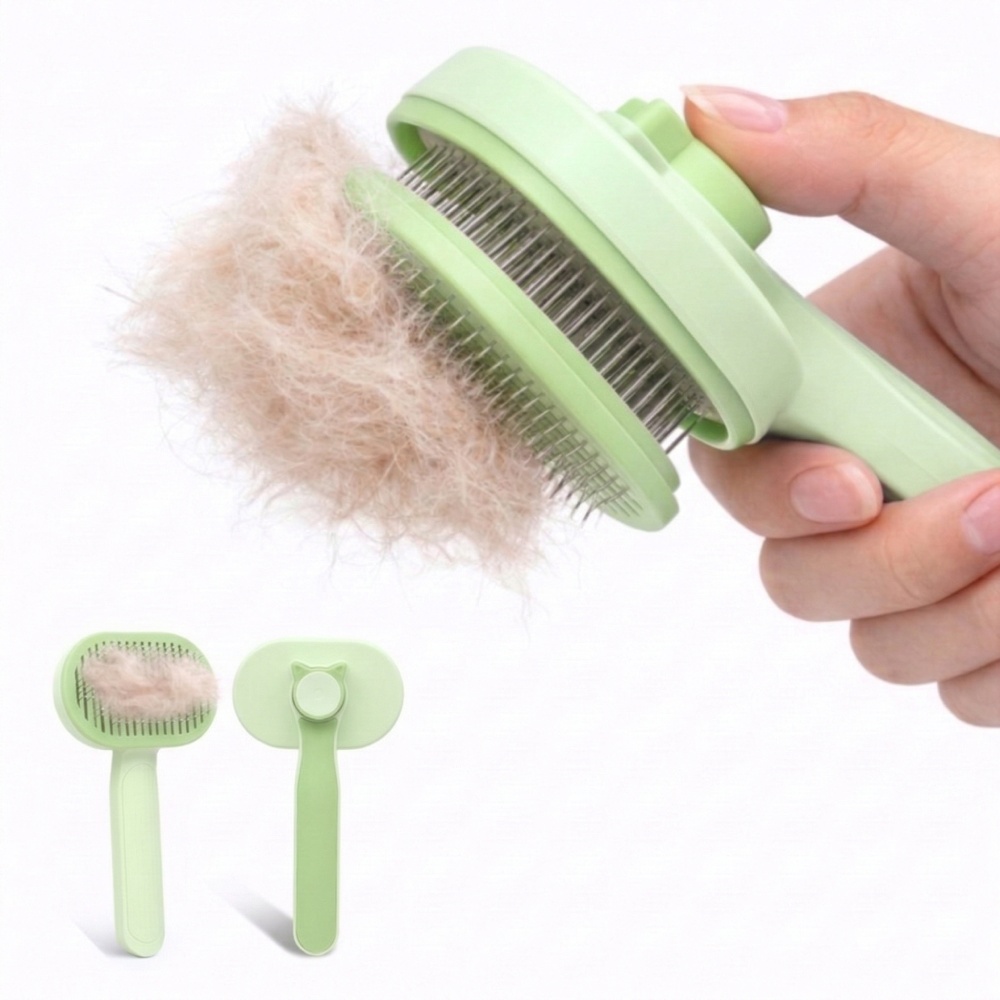 뭉클톡톡 반려동물 원터치 브러쉬 강아지 고양이 저자극 빗, 1개, 그린 13,900원