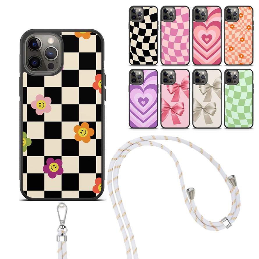 체커보드 하트빔 리본 목걸이 스트랩 케이스 전기종 X커버5 포켓몬 키즈폰 A13 와이드6 A33 M23 M33 M53 17,100원