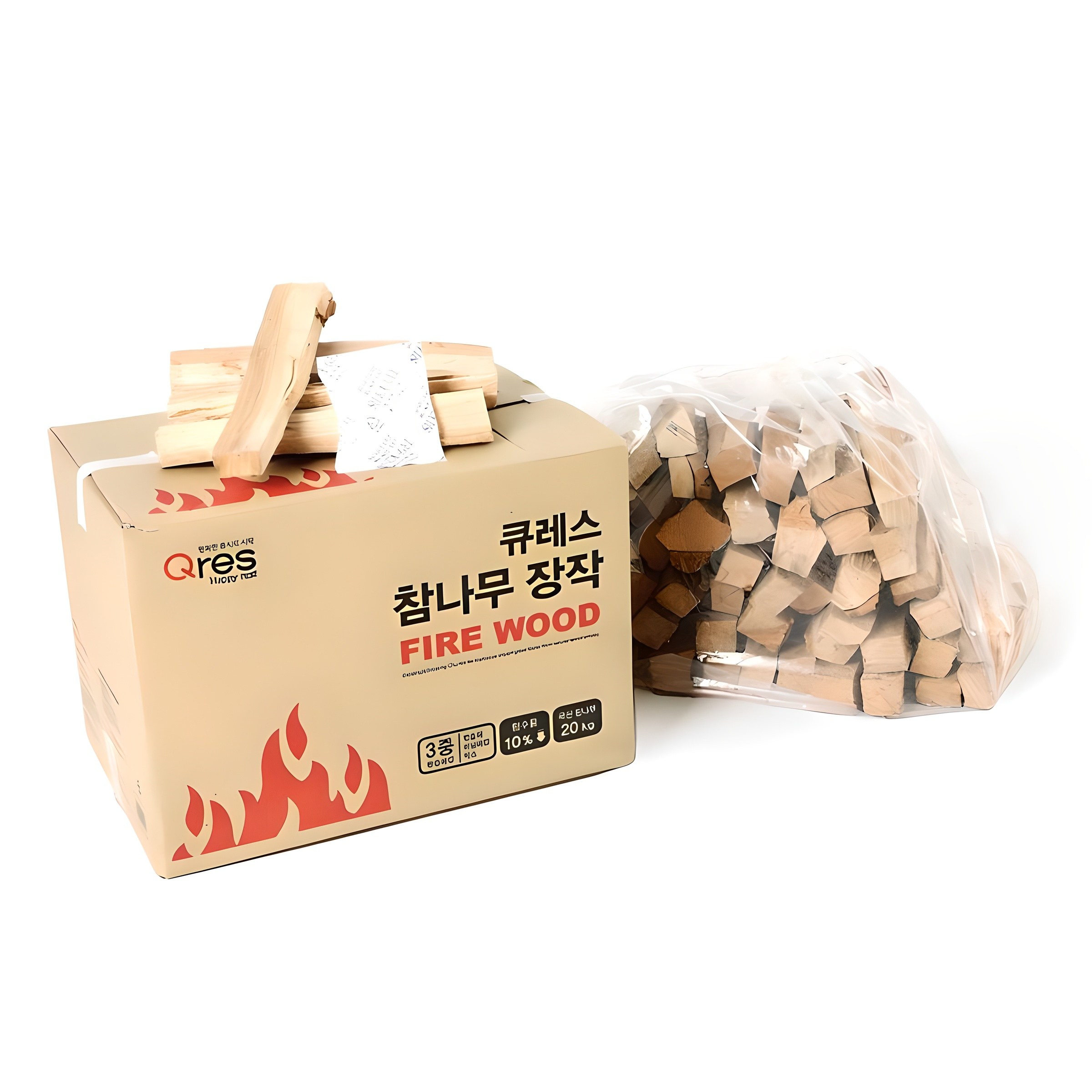 큐레스 3중 방습 국산 참나무 장작, 20kg, 1개 19,500원
