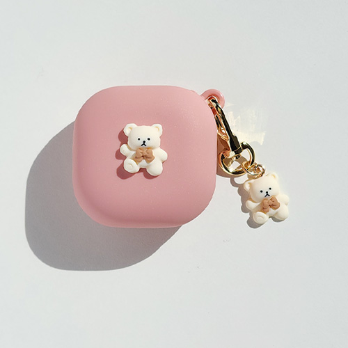 플레이팅벨 갤럭시 버즈2 프로 케이스 호환 리본 베어 키링세트 버즈 케이스, 코랄, 단일상품, 1개 12,500원