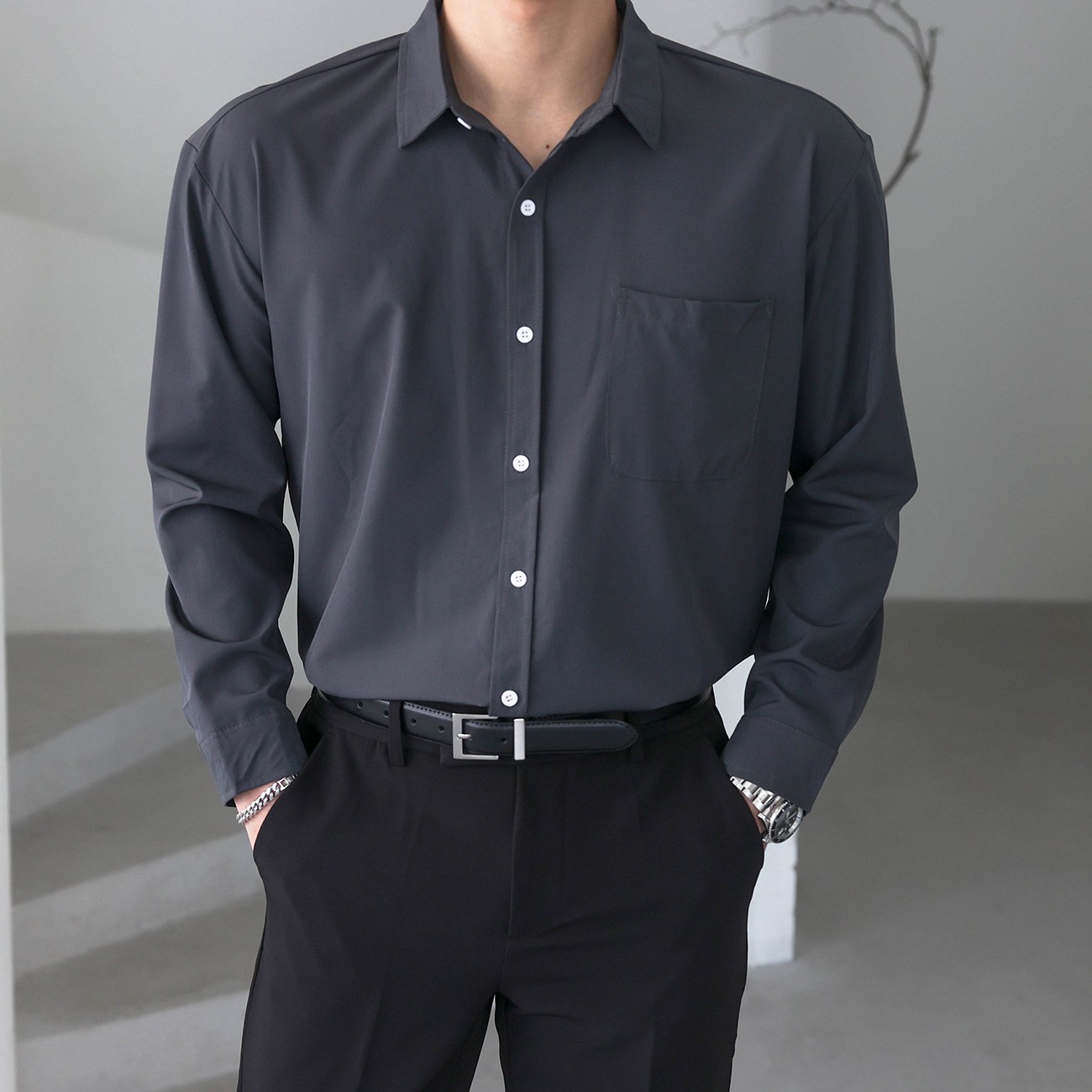 베이직바이블 90-125 빅사이즈 링클프리 구김방지 와이셔츠 스판 정장셔츠 세미오버핏 남방(16color) 19,900원