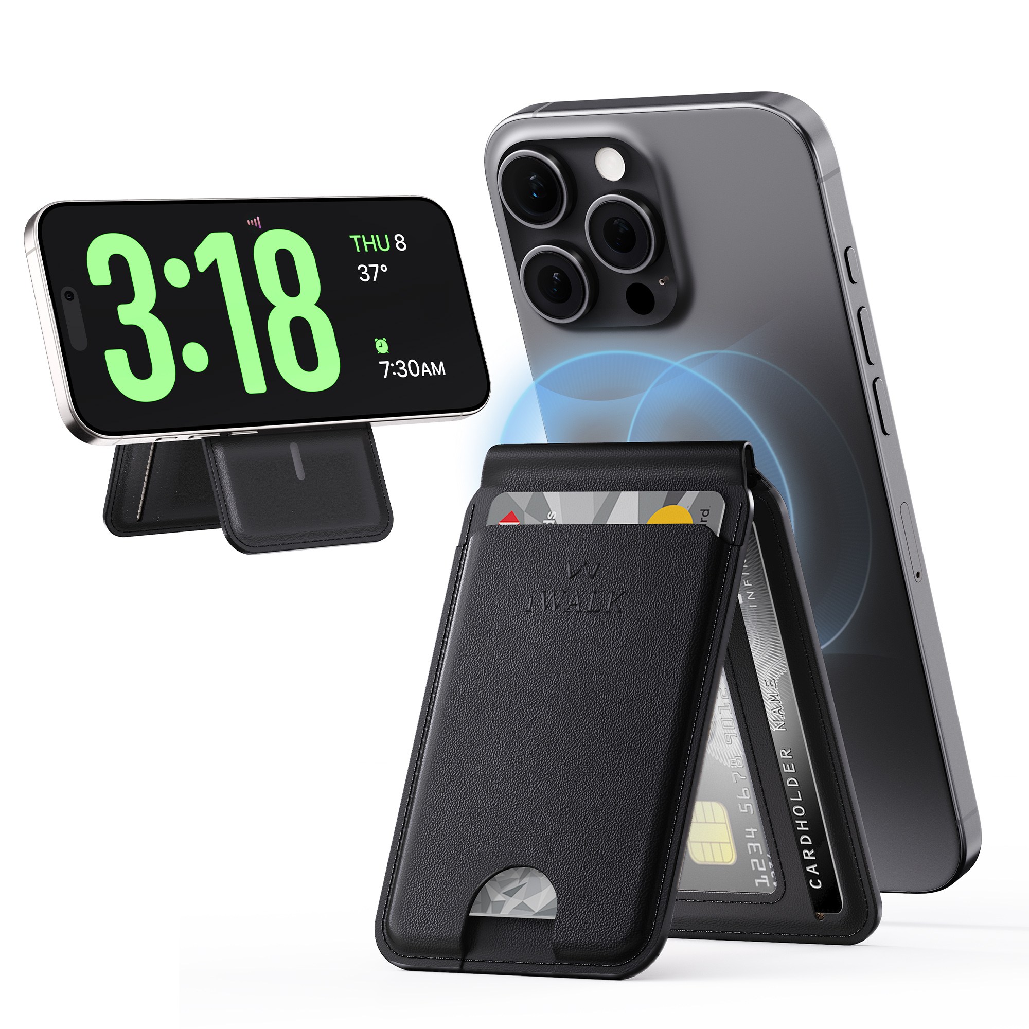 아이워크 iWALK 핸드폰 맥세이프 카드지갑 초강력자석 거치대 대용량 5장수납 스탠드형, 1개, 블랙 33,900원