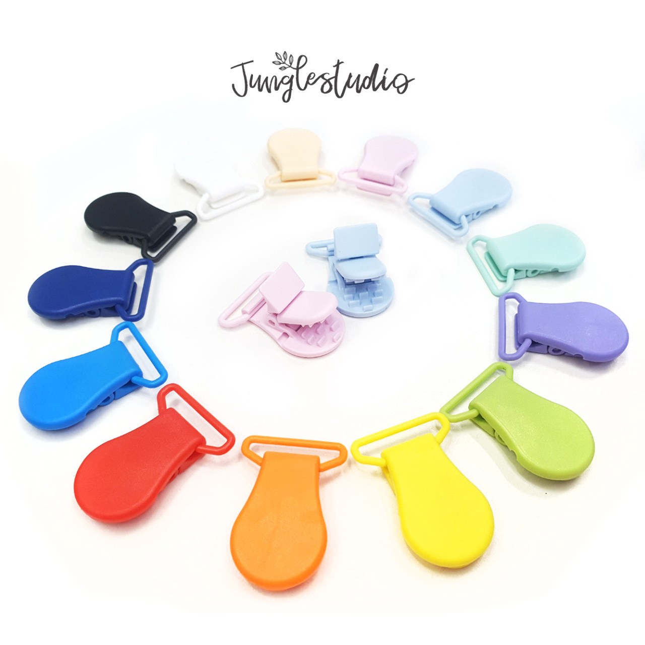 [정글스튜디오] [25mm원형]플라스틱 클립 쪽쪽이 홀더, 집게 / 치발기 만들기 DIY 재료 마크라메 500원