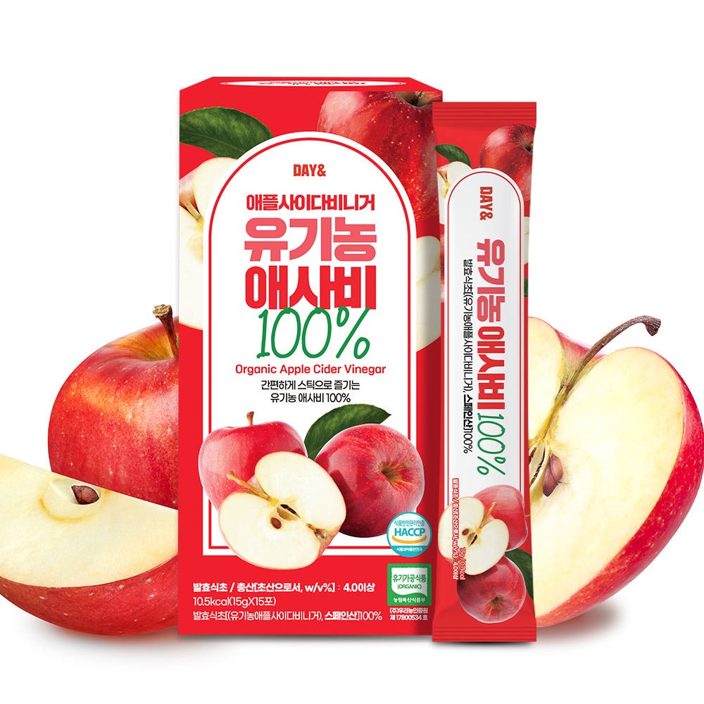 DAY 유기농 애사비 100% 애플사이다비니거/스틱/자연발효/사과초모식초/고함량유기산/휴대용, 15g, 30개 14,900원