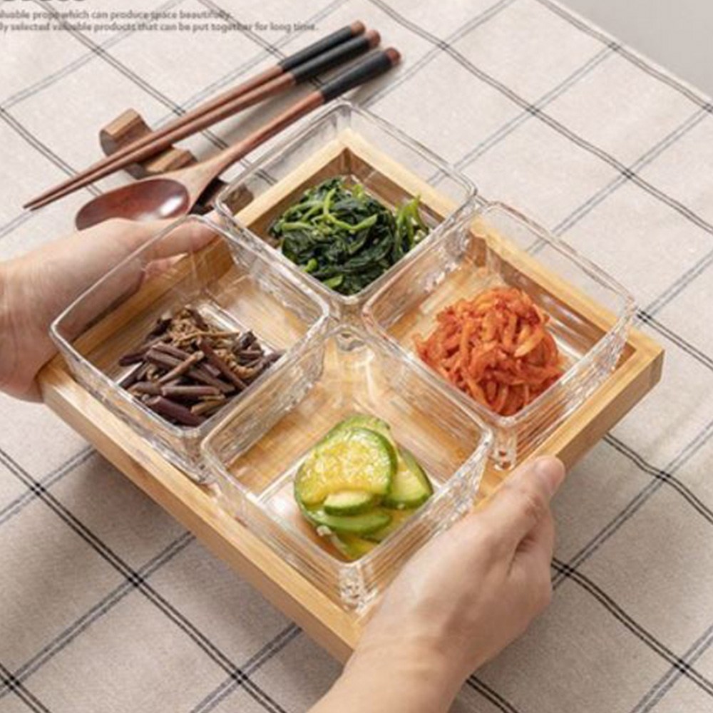 다오라인 우드 트레이 그리드 글라스 플래터 서빙 사각 디저트 브런치 안주 반찬 나눔접시 플레이팅 17,300원