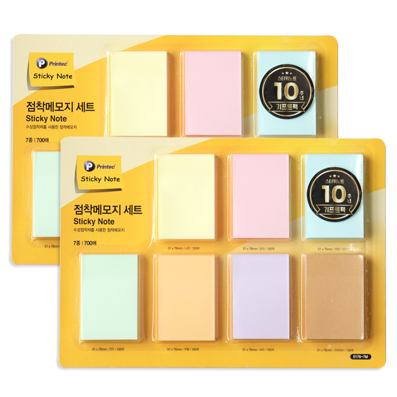 프린텍 점착메모지 7종 세트 5176-7M, 혼합색상, 2세트 7,630원