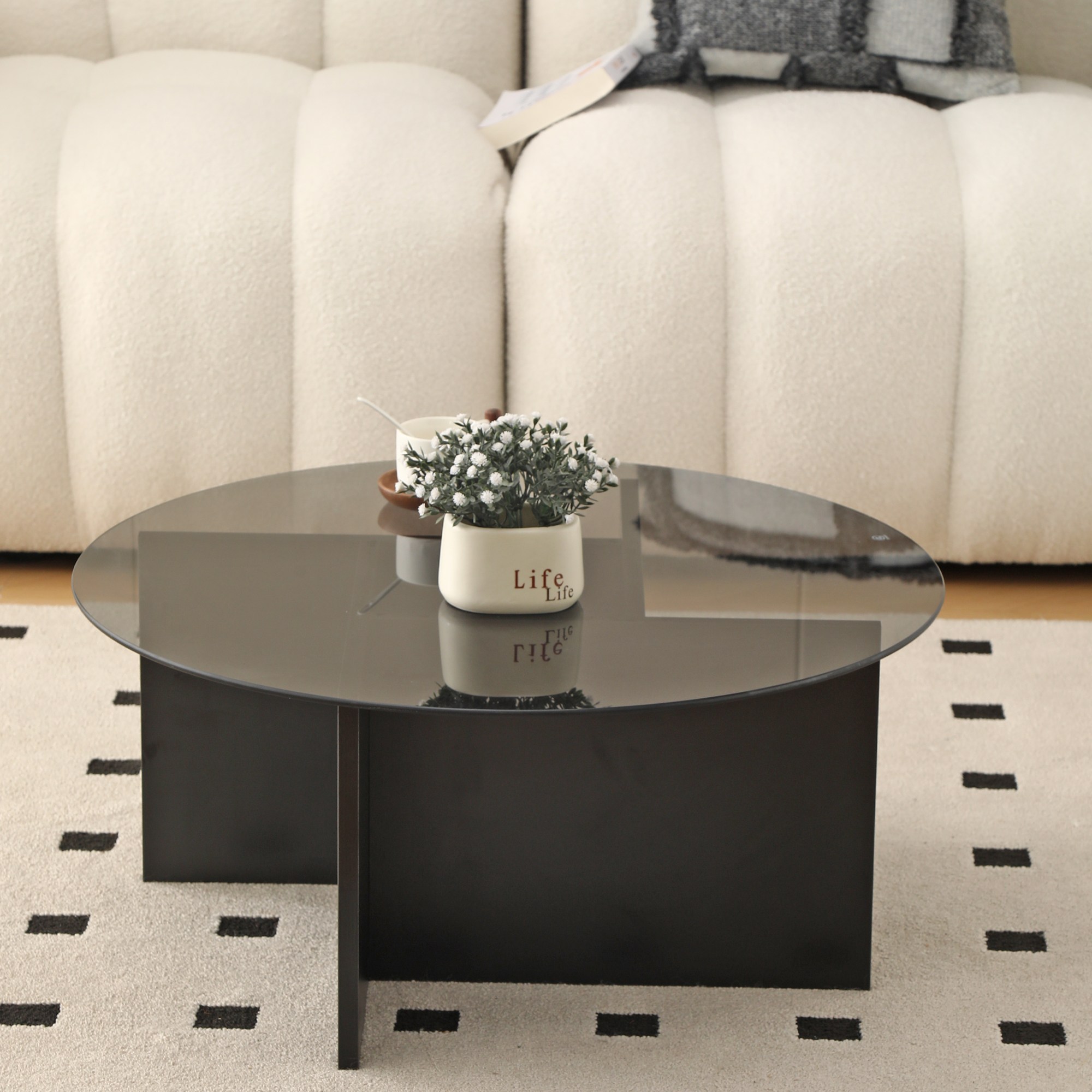 강화유리 거실 테이블 소형 주택에 적합한 경제적인 제품, Black 69,720원