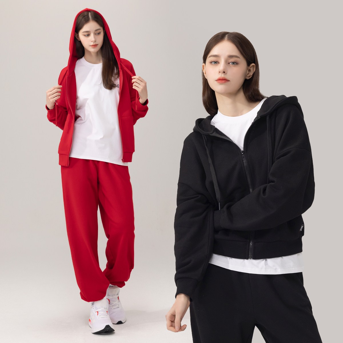 에버라스트 여성 미니쭈리 트레이닝 세트 후드집업 + 조거팬츠 74,750원