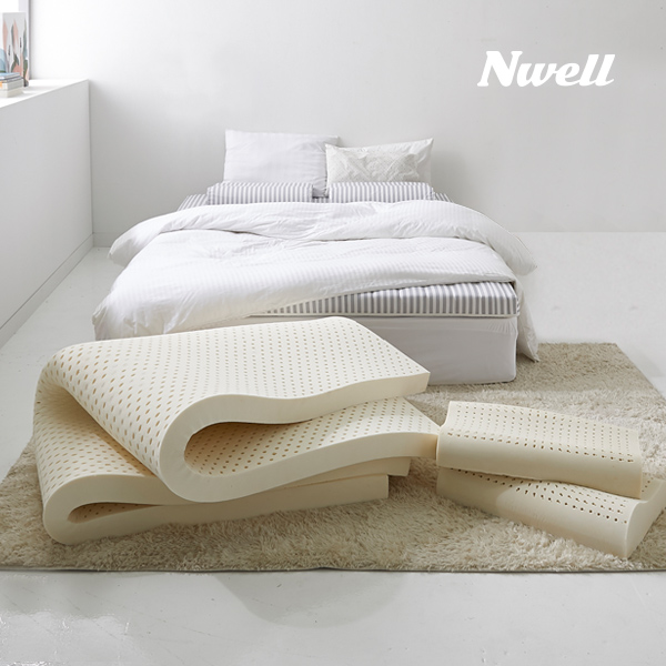 [오늘출발] 느웰 천연라텍스 미디움 베개세트 토퍼 매트리스 + 베개 + 속커버 + 겉커버, 7.5cm, 오션네이비 310,000원