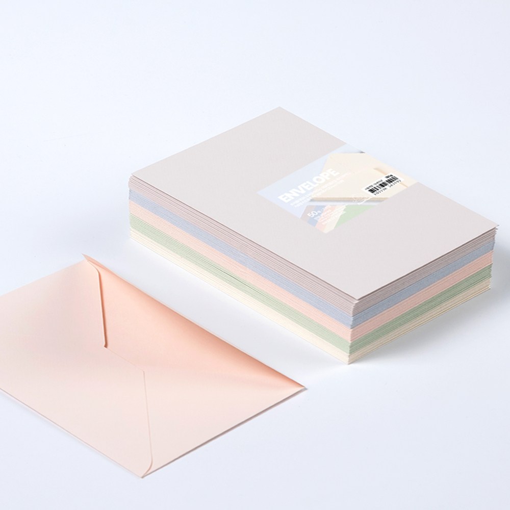 PaperPhant 하이퀄리티지 두꺼운(180g) 가로형 카드봉투 미디엄(180*120mm) 엠보싱 색지(레이드), 50개, 5컬러 15,500원