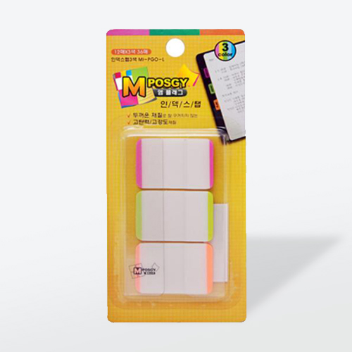 엠플래그 인덱스탭3색 지그재그 38x25mm 12매x3색(MI-PGO-L) 3,250원