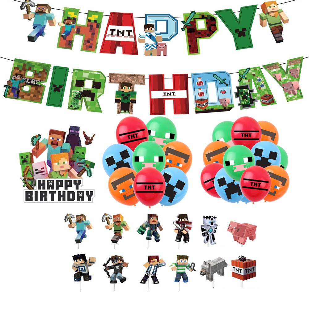 마인크래프트 게임 캐릭터 생일파티 풍선 가랜드 세트 게임 테마 생일파티 장식 세트 마인크래프트 풍선 가랜드 세트, 마인크래프트 생일파티 장식 세트 13,500원