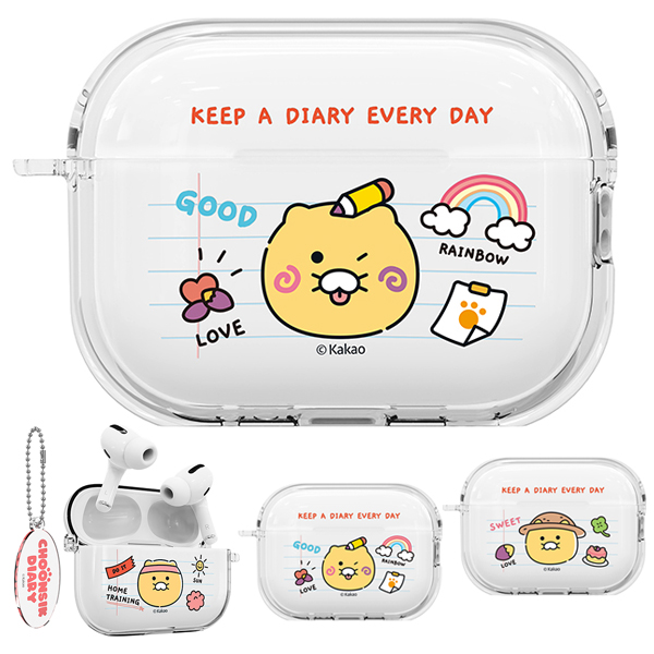 iColors 카카오프렌즈 정품 춘식이다이어리 에어팟 투명 하드 케이스+키링 에어팟 프로 2 에어팟프로 에어팟3세대 에어팟3 케이스 18,900원