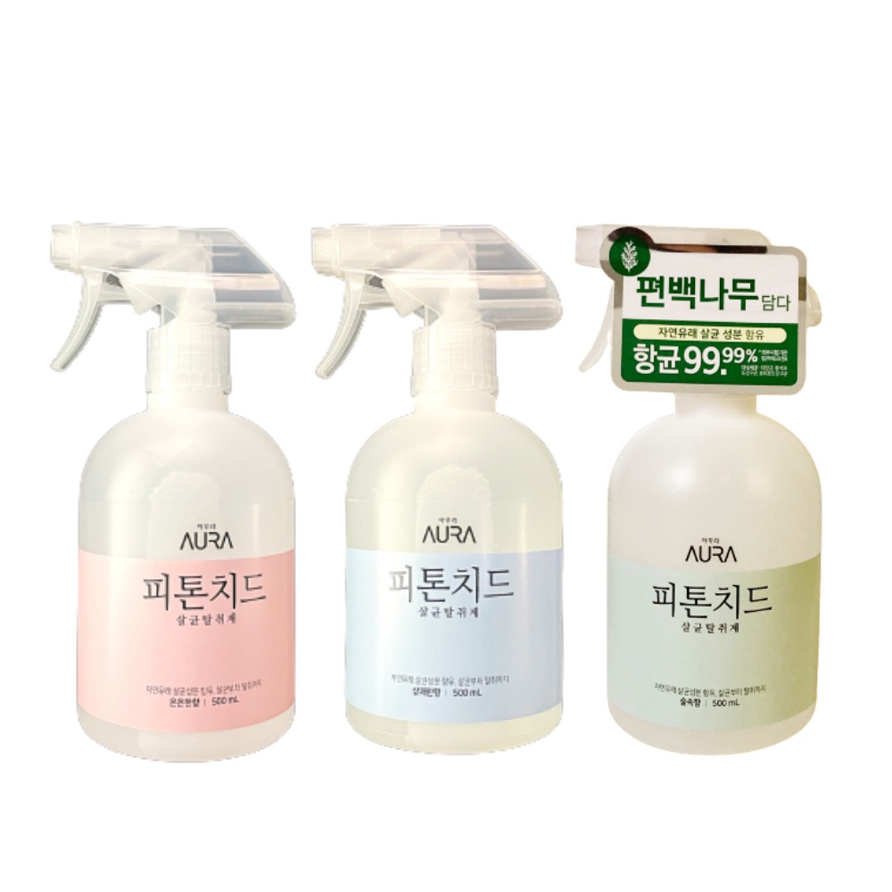 아우라 피톤치드 살균탈취제 500ml 3종(은은한향+상쾌한향+숲속향) 23,900원