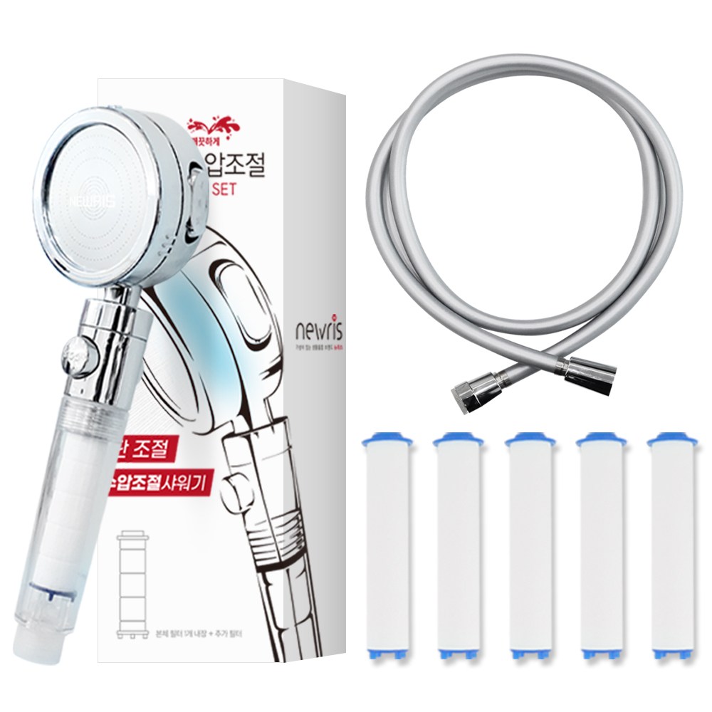 리드탑 수압상승 3단조절 샤워기헤드 호스 세트 (샤워기+필터6개+샤워호스2M), 1개 19,990원
