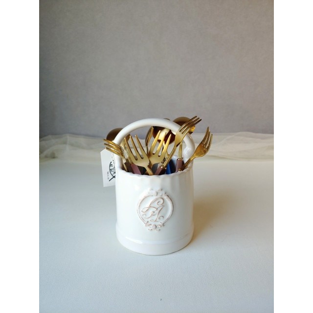 허니상점 화이트 핸들 티스푼 꽂이 도자기 포크꽂이 정리함, 1개 12,800원