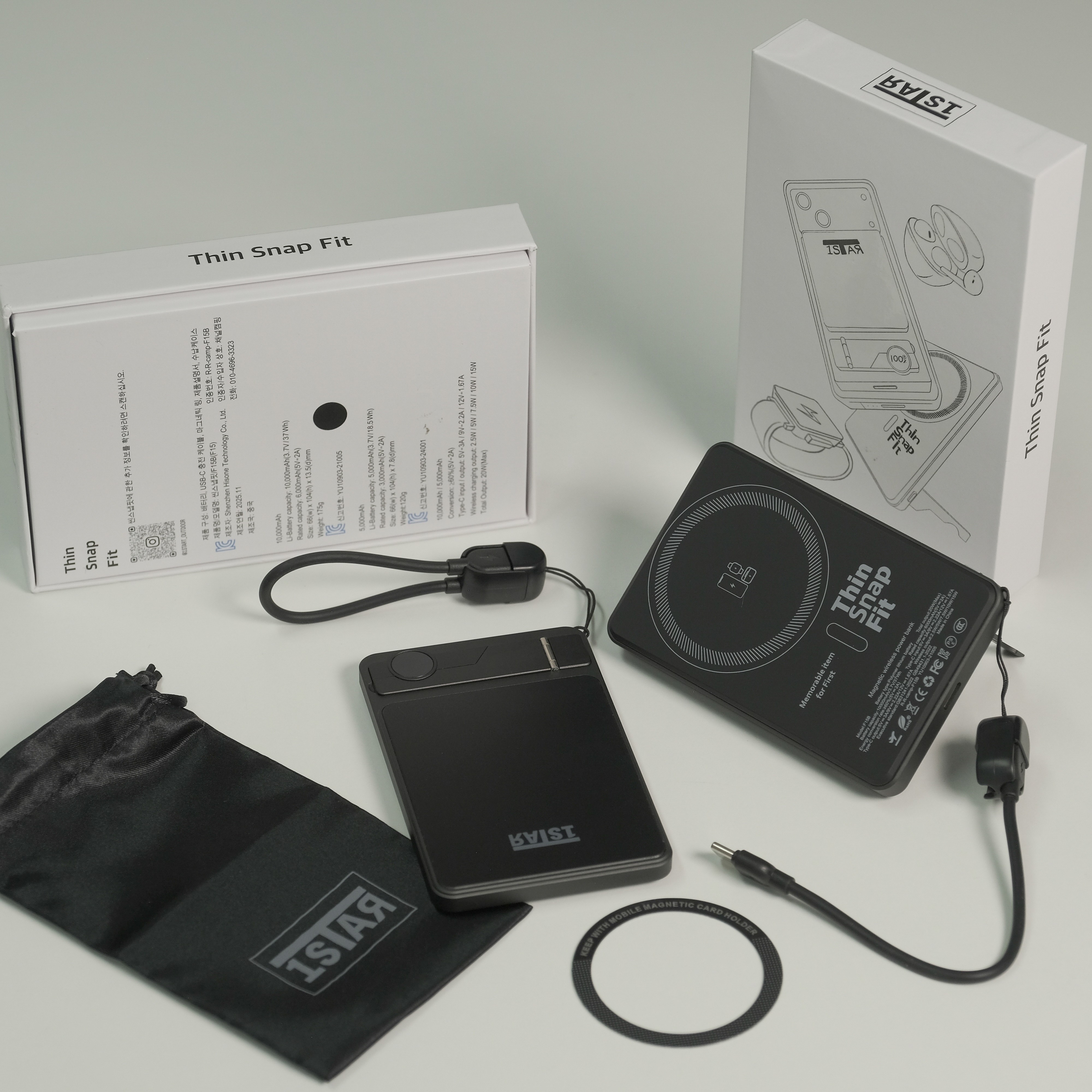 1START 씬스냅핏 초슬림 맥세이프 무선 충전 보조배터리 10000mAh, 블랙, 씬스냅핏 무선충전 보조배터리 / F15B 63,000원