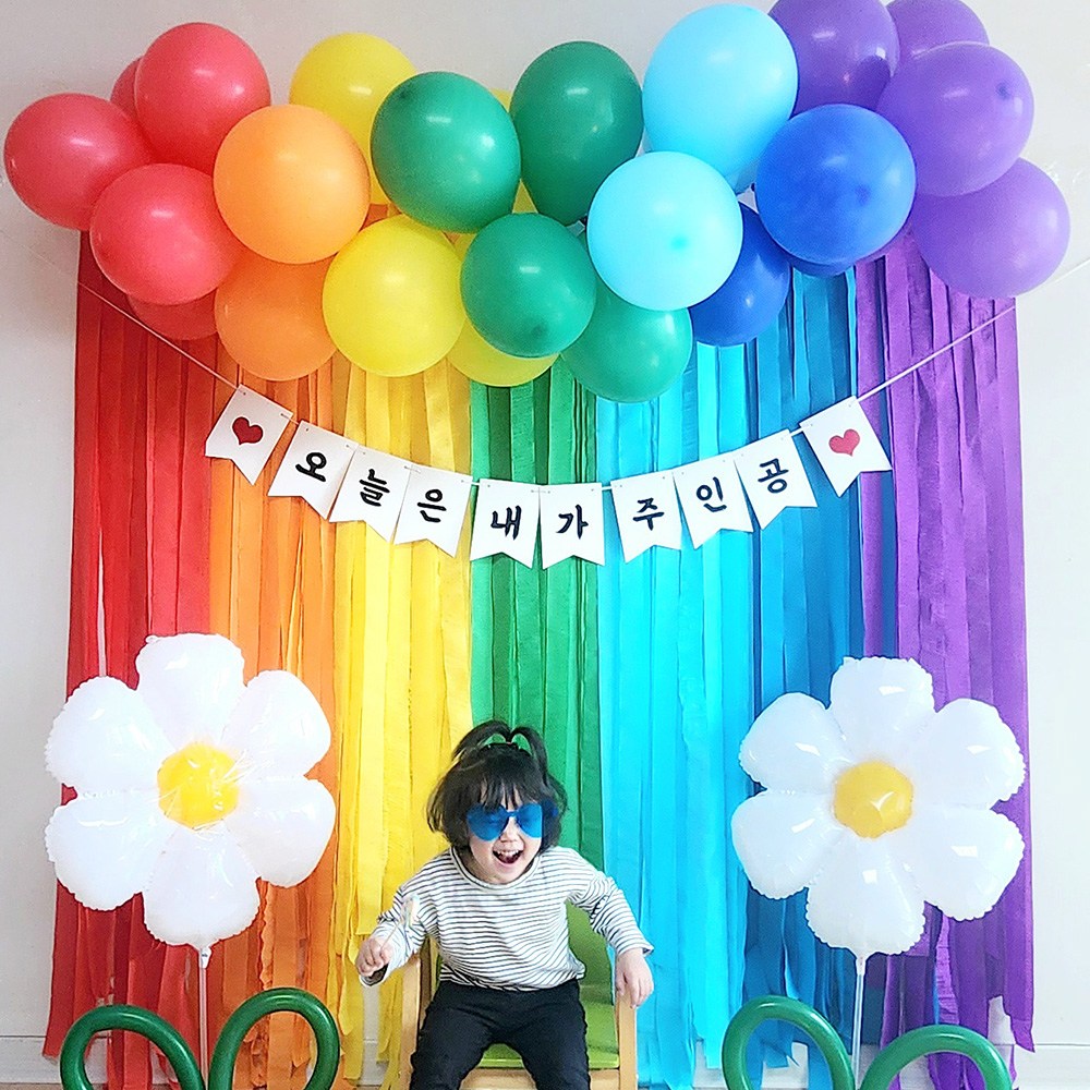 자유문구 가랜드 어린이날 어린이집 유치원 학교 환경구성 포토존 백월 레인보우 파티스트리머 풀세트 이색 특이한 생일파티실내 생일 파티 이벤트 34,700원