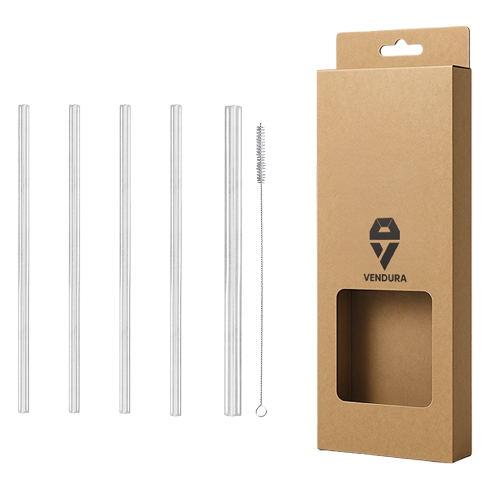 벤듀라 내열 강화 유리 빨대 직선형 4p + 스무디용 + 세척솔 세트 215mm, 1세트 6,470원