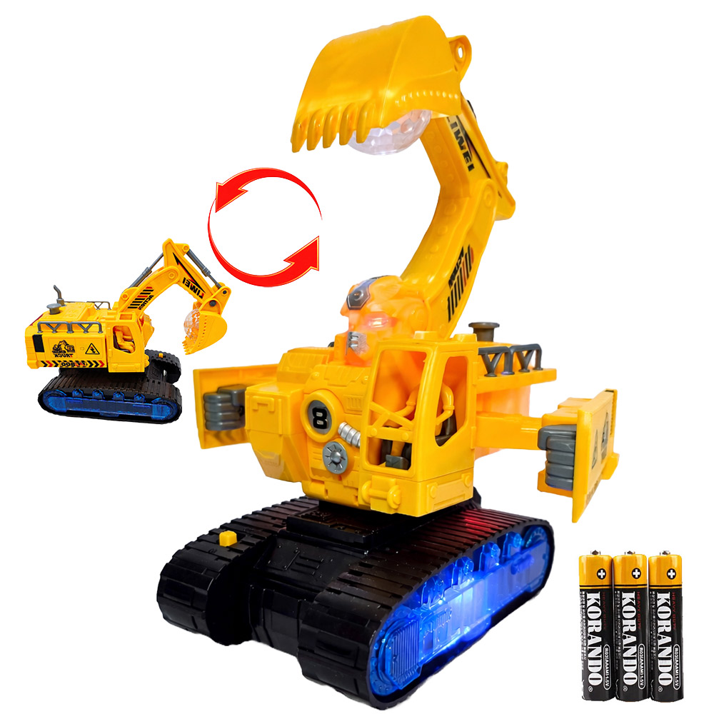파피앙 전동 자동변신 포크레인 로봇 LED 사운드 + 건전지, 1개, 엘로우 9,700원