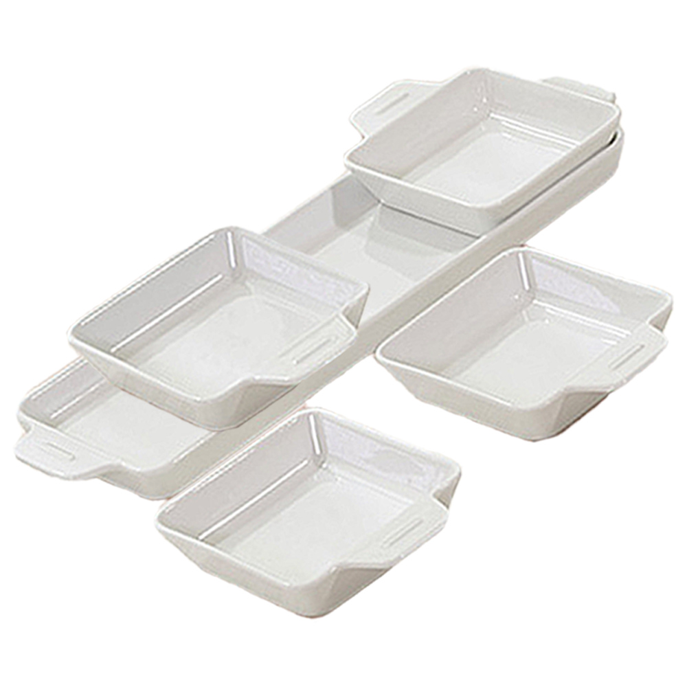 [AC-Mall] 나눔접시 세트/케어프린 세라믹 손잡이 나눔볼/SGS 안정성 인증/공간활용 수납가능 테이블 깔끔 플레이팅, 케어프린 화이트, 5개, 직사각+나눔볼 32,500원