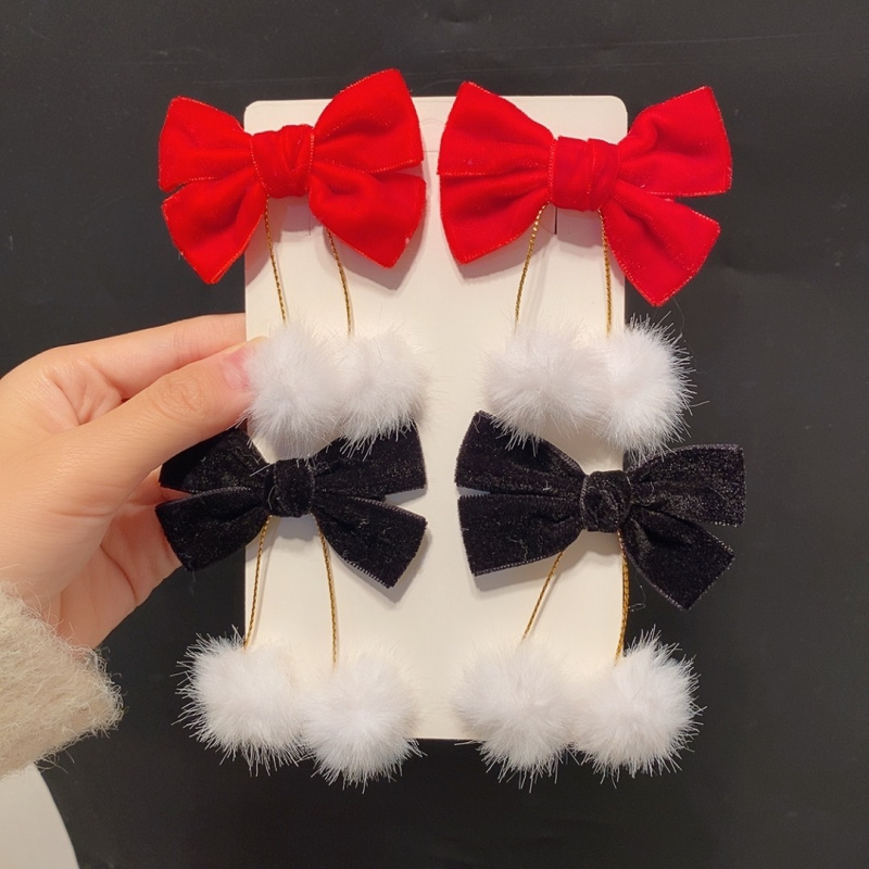 ZMBIRD 4PCS 털공 드롭 리본 여성 헤어핀 크리스마스 새해 N3430 10,800원