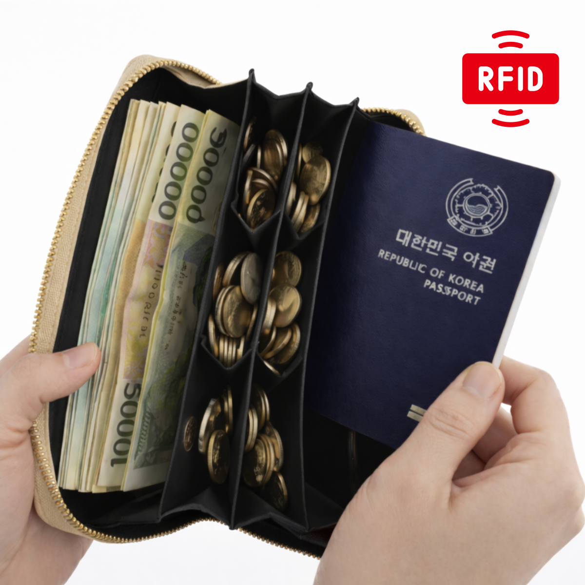 올모먼트 일본동전지갑 엔화 RFID차단 해킹방지 여권케이스 소가죽 프리미엄 여행용 베트남 동지갑 26,800원