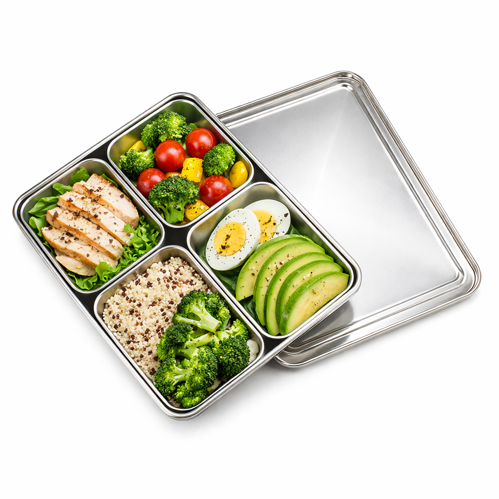 마더쿡 스테인리스 나눔 밧드 세트 뚜껑포함 스텐 바트 반찬통 냉장고 정리 용기, 1개, 295×235 뚜껑1+내부용기4 22,100원