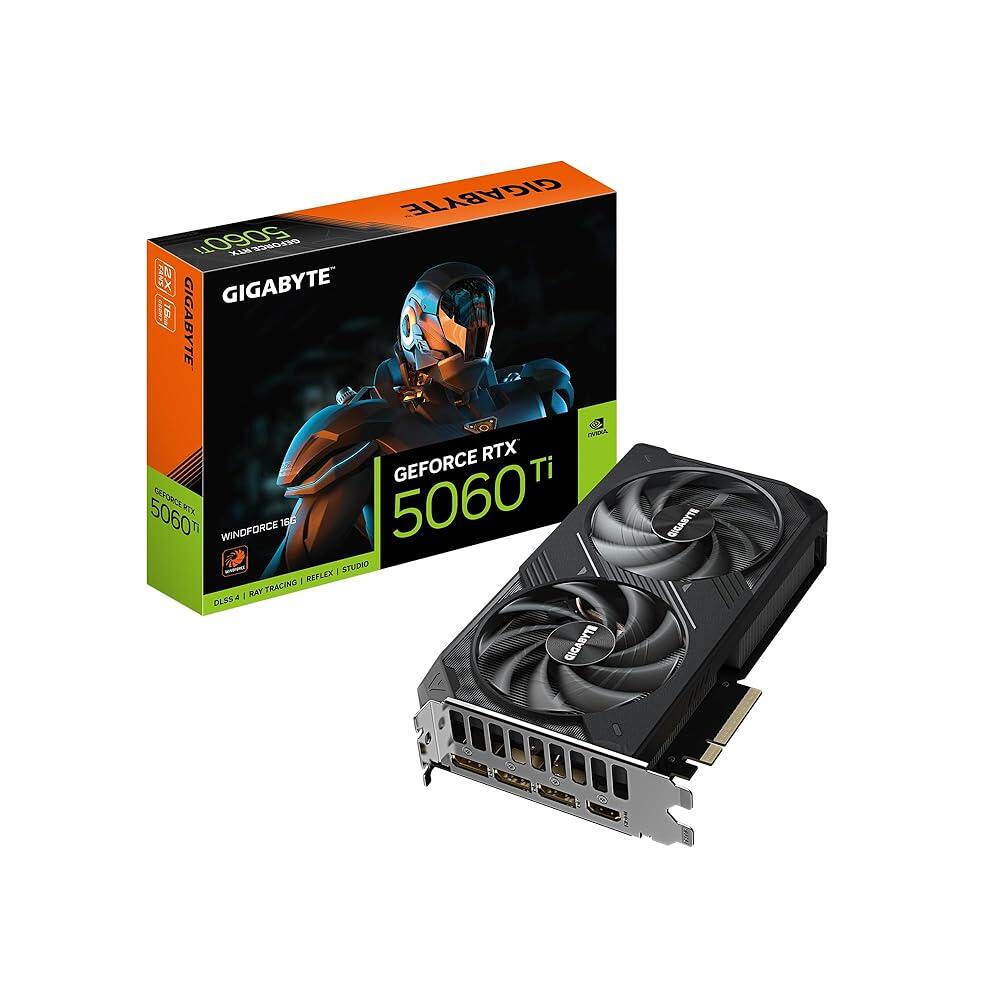 GIGABYTE GeForce RTX 5060 Ti WINDFORCE 16G 그래픽 카드, 16GB 128비트 GDDR7, PCIe 5.0, 냉각 시스템, GV-N506TWF2 841,300원