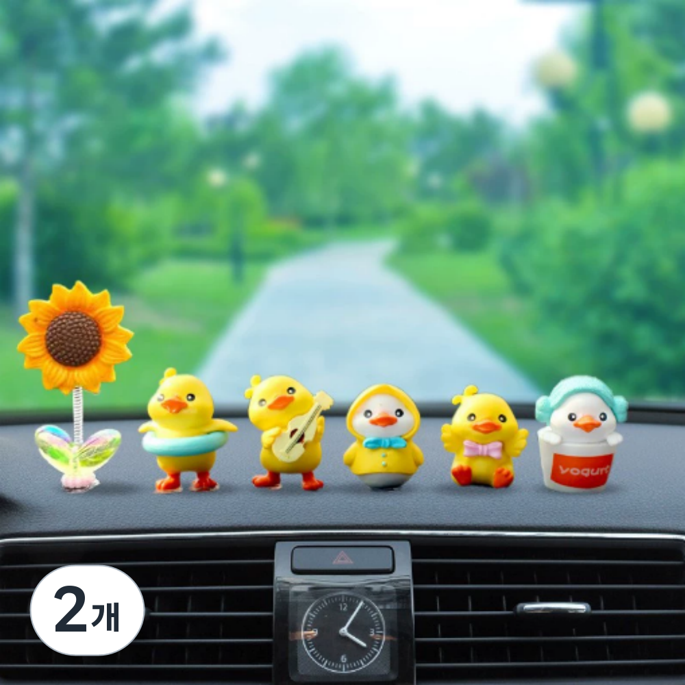 차량 악세사리 오리 새차선물 자동차 차꾸미기 장식소품 6종세트, 2개, 6종세트 41,900원