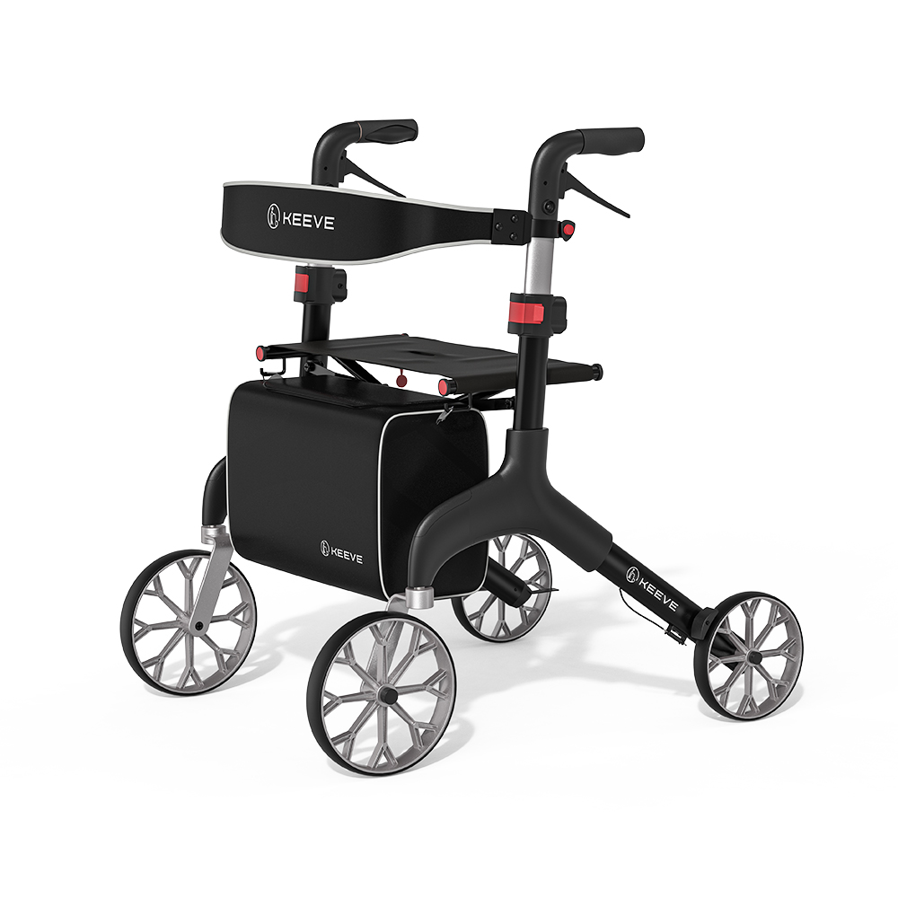 키브 특허받은 성인용 롤레이터 보행기 어르신 실버카 보조보행기 KV-1 블랙 (무광 매트 블랙), 1개 358,000원