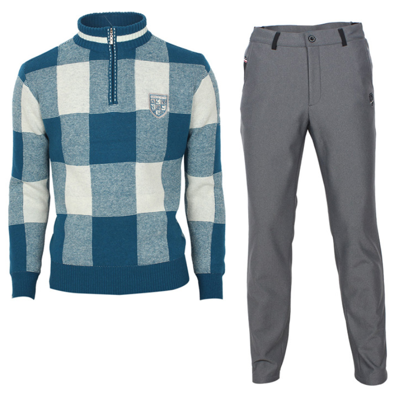 [세트구매할인]그렌에코 반집업 체크패턴 방풍 니트+기모바지(ges26101+ges25804연그레이) 160,300원