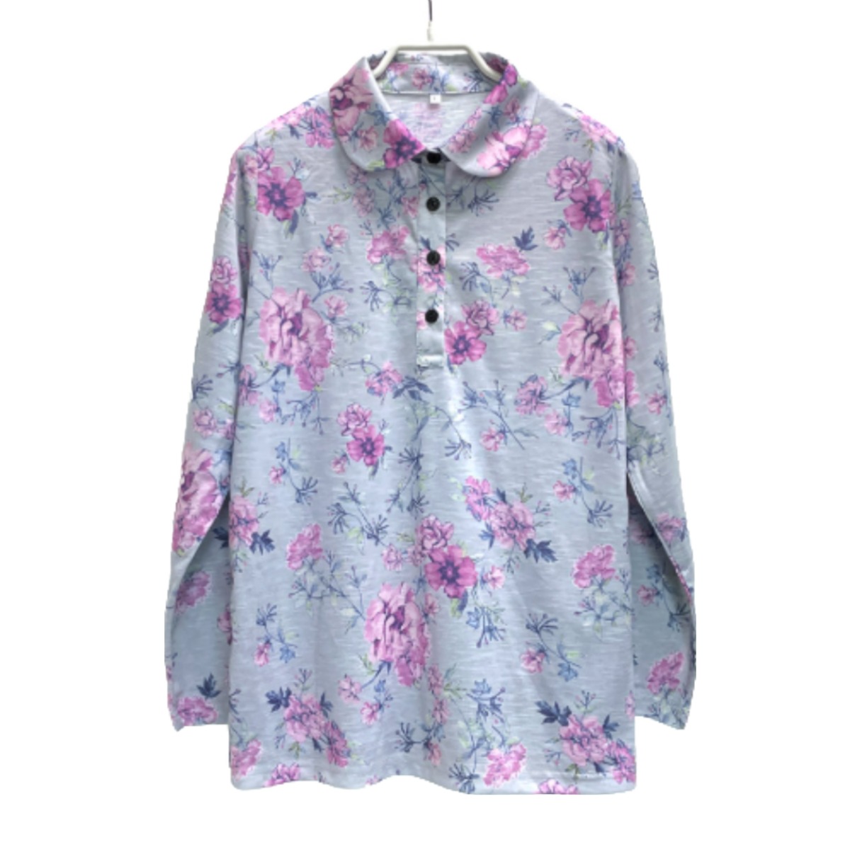 국민할매 국내생산 할머니옷 봄 가을  클레시 면 슬라브원단 헤라장미 카라티셔츠[KH-2512] 간절기 요양원옷 29,800원