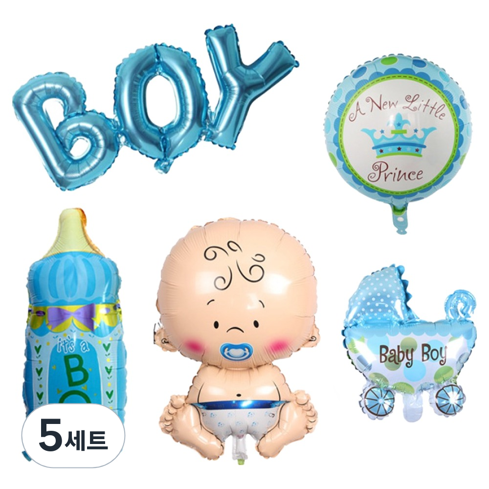 코히모 베이비샤워 젠더리빌 파티 풍선 세트 5W0347, 남자아이, 5세트 36,000원