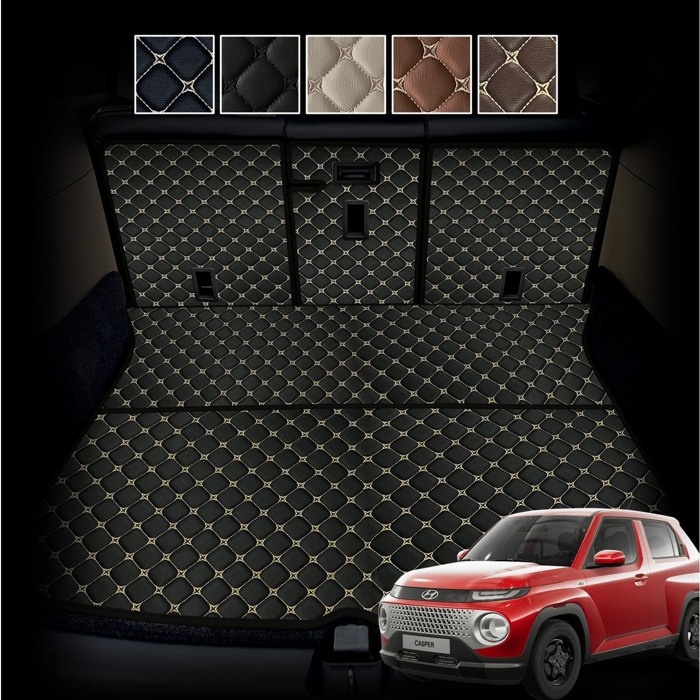 알브이모터스 가죽 퀼팅 캐스퍼 가솔린 전용 등커버 트렁크 매트 (더뉴 캐스퍼 가솔린 호환 인스퍼레이션) 62,000원