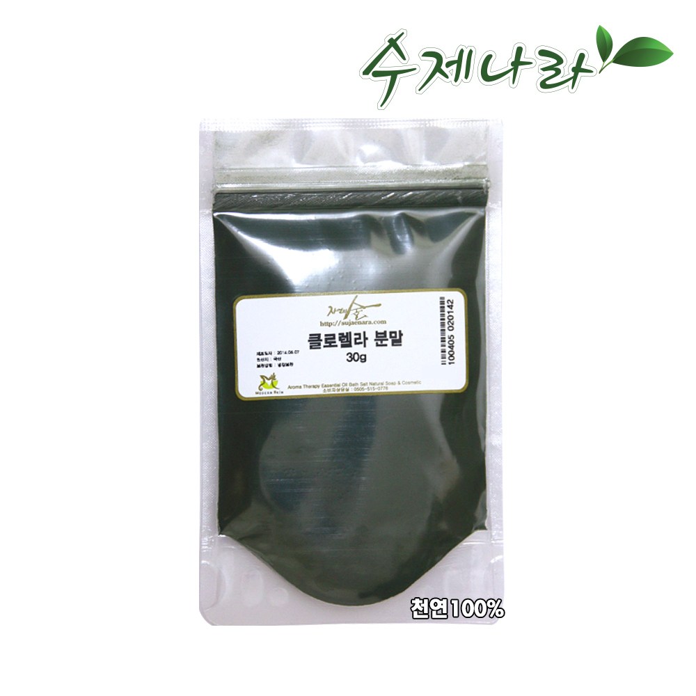수제나라 자연의숲 클로렐라분말 클로렐라가루 천연화장품재료 천연비누재료, 30g, 1개 3,000원