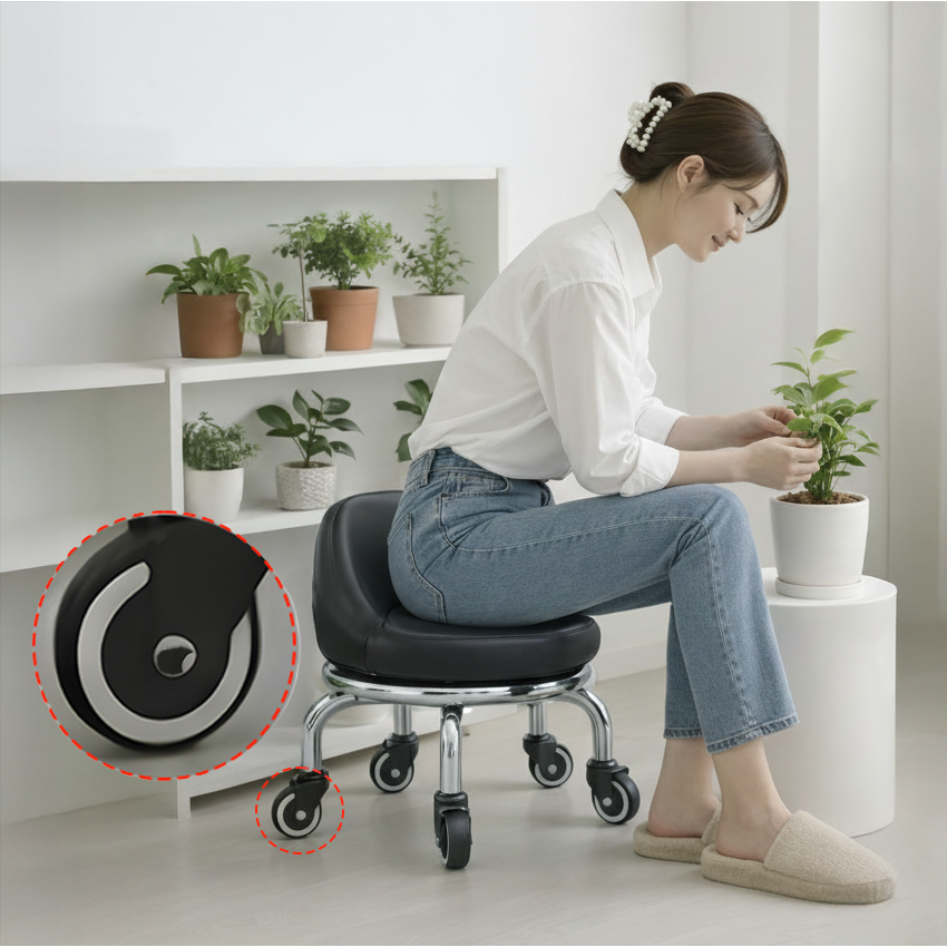 체블스 화분작업 앉은뱅이 의자 허리편한 요추 등받이 이동 바닥 작업 스툴 우레탄바퀴, 블랙(등받이), 1개 34,300원