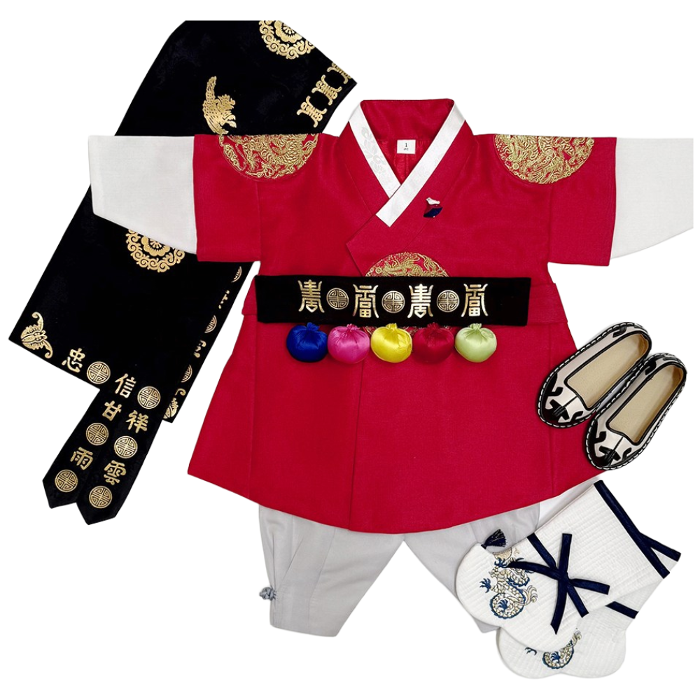 빨강 곤룡포 왕세자 고급 남아한복 (백일~10호) 어린이 돌한복 키즈 유아 아동한복 67,000원