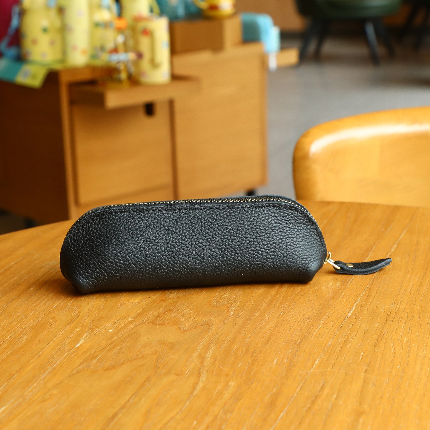 딜하우스 리얼 소가죽 스웨이드 펜케이스 필통, 1개, 블랙 15,100원