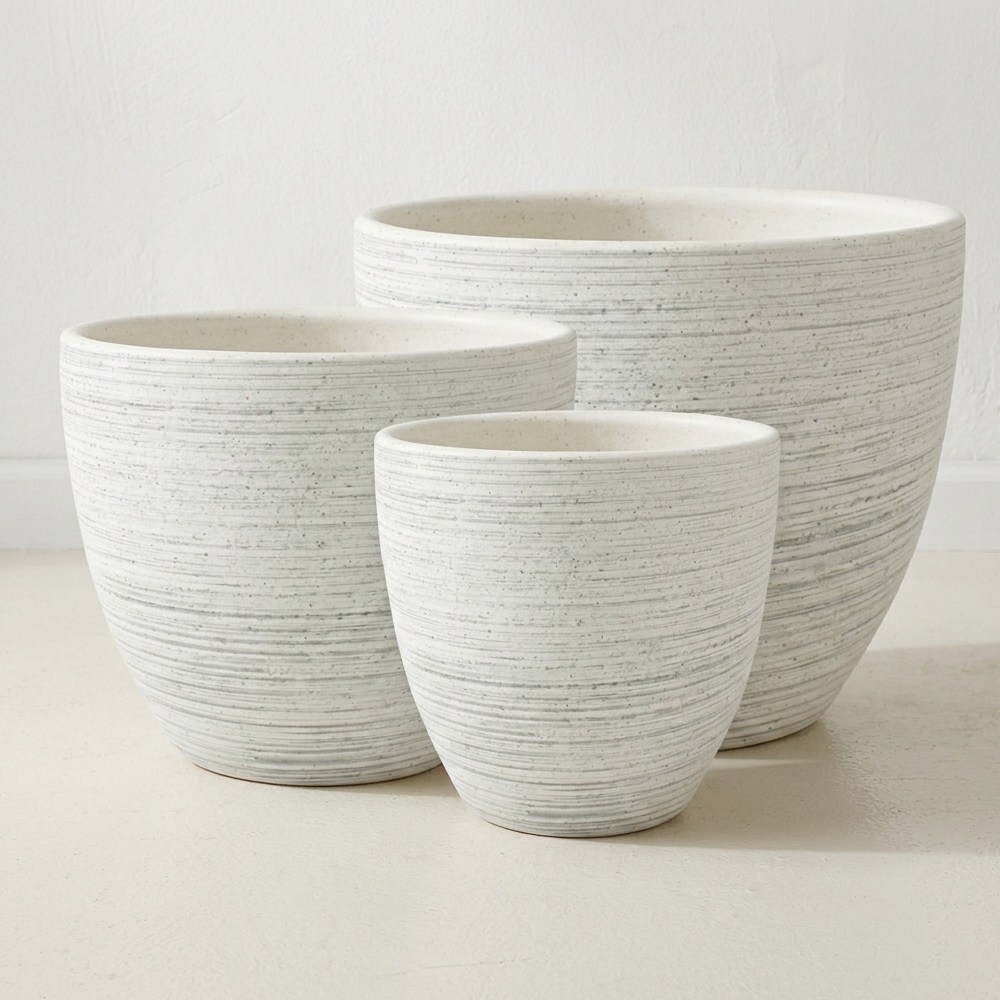 그린데이 도자기화분 대중소 세트 - 그레이라인 분갈이 대형 인테리어 세라믹 도자기 플랜테리어 접시형받침포함 28,900원