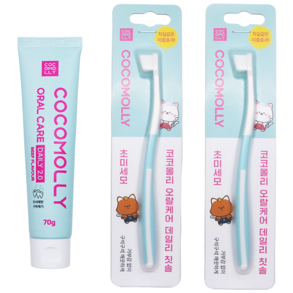 코코몰리 반려동물 락토페린 치약 70g + 초미세모 칫솔 2p 세트, 1세트 20,300원