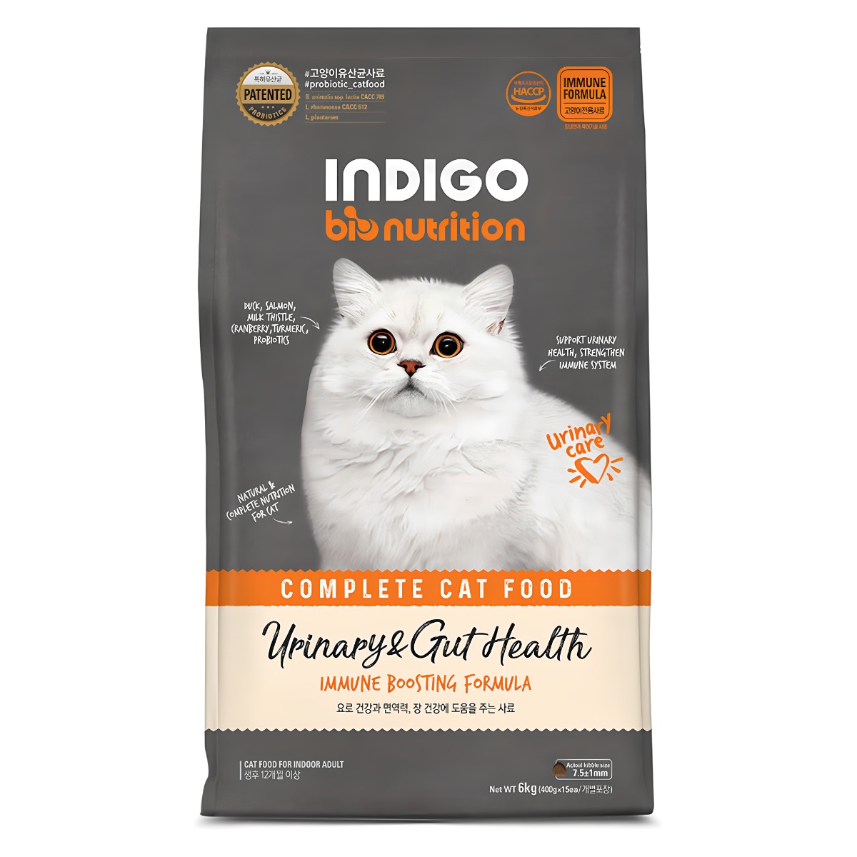 INDIGO 고양이 바이오뉴트리션 면역앤 기능성 사료, 유리너리+장건강, 6kg, 1개 67,000원