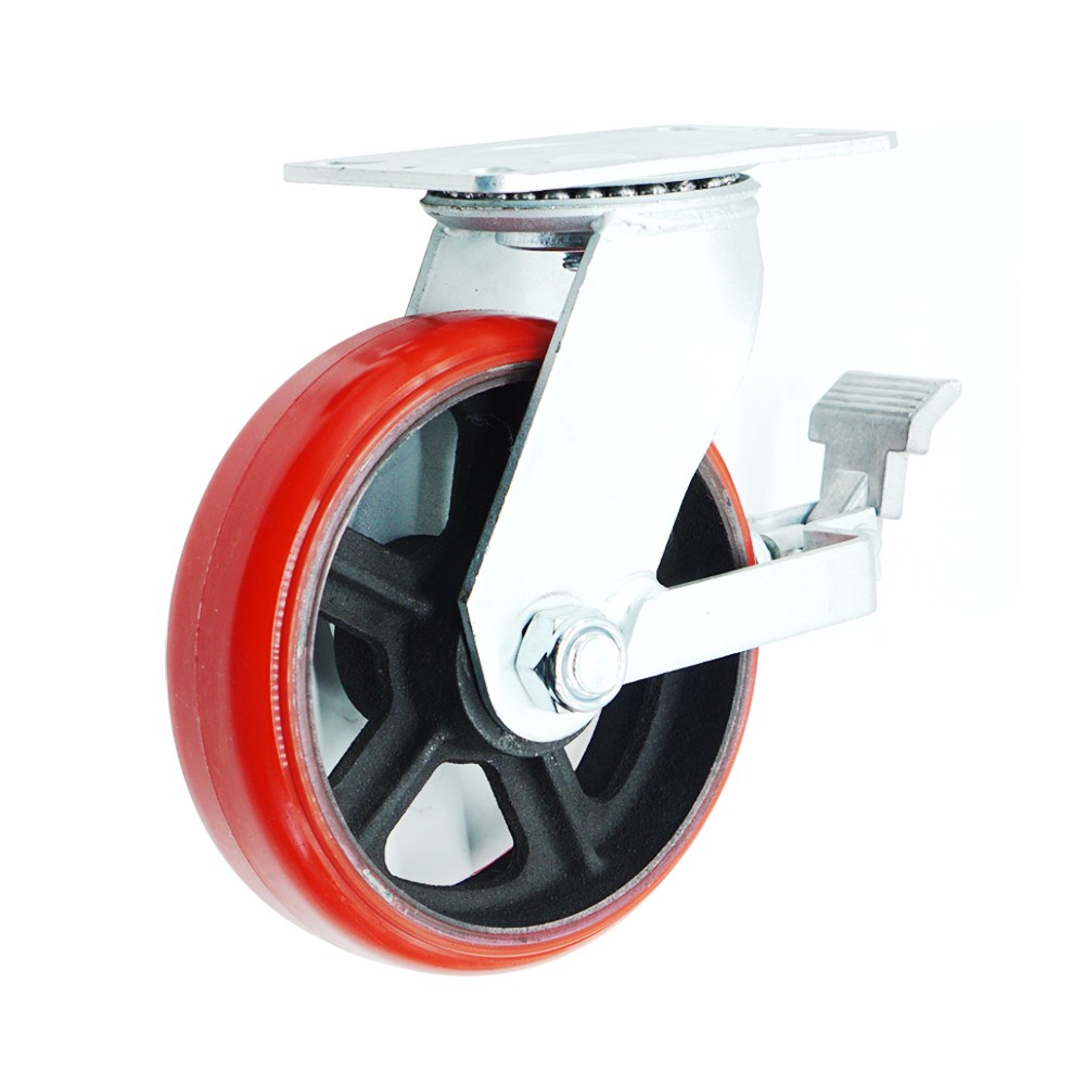 고중량 우레탄 적색 CF 단조 바퀴 캐스터 20cm(8인치) 회전브레이크형, 1개 38,900원